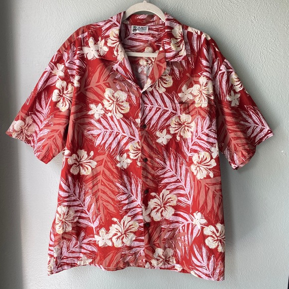 Aloha Republic Hawaiian Print Rust Color Button Down Shirt, Mens XL - Picture 1 of 9